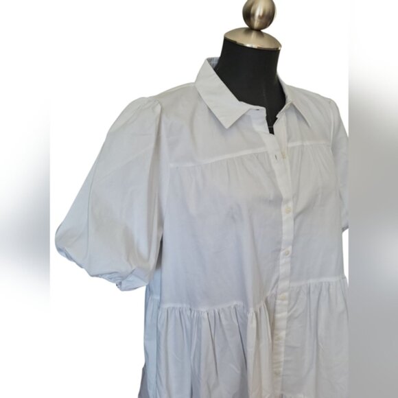 Zara Flounce Mini Dress Tiered Baby Doll Puff Sleeve Sz XL - Picture 4 of 13